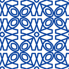 Blue luxury background seamless with ornamental pattern on white