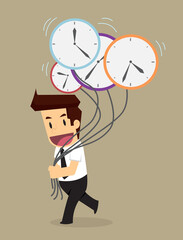 businessman holding time everywhere