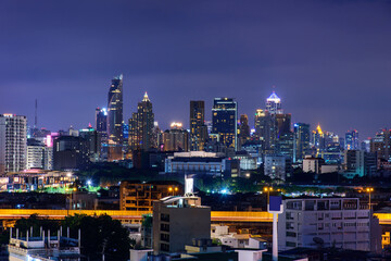 Fototapeta na wymiar high view of city in night time