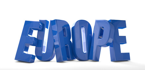 europe 3d rendering isolated