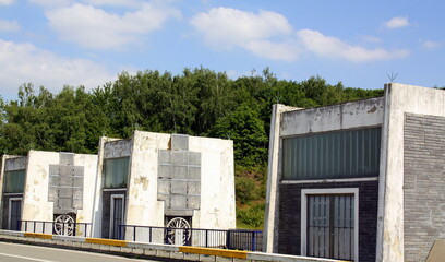 Locks on a reservoir in the Belgian Ardennes