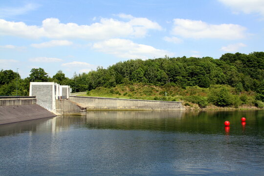 Locks on a  reservoir  (

eau d'Heure) in the Belgian Ardennes