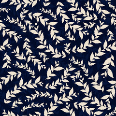 Modern stylish floral flower pattern for textile, wallpaper, pattern fills, covers, surface, print, gift wrap scrapbooking decoupage Seamless dark blue and white abstract classic pattern