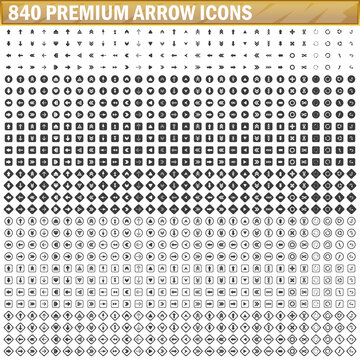 840 arrow vector icons, black color simple