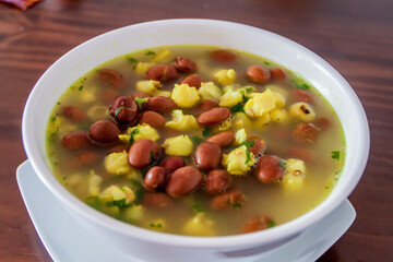 Soup made of corn and beans, Peru