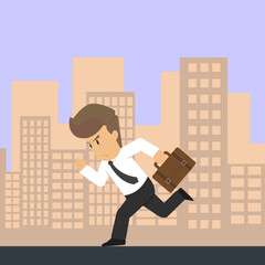 Businessman Late for Work. Man Hurry to Work