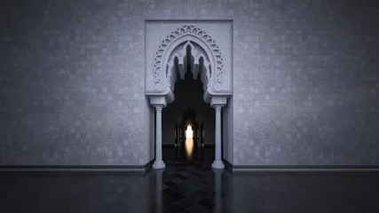 Verduisterende rolgordijnen Tempel 3d rendering image of modern islamic style