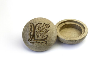 Wooden box on a white background