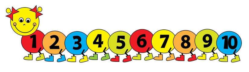 caterpillars with number 1 - 10