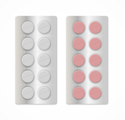 Pills in a blister pack. Vector illustration