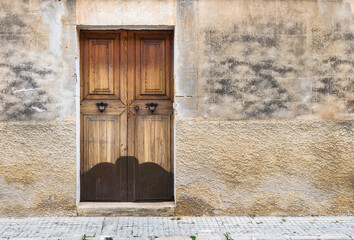 Alte Holz Tür Haustür Mauer Fassade Vintage Grunge