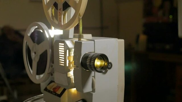 Old film projector in operation
