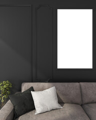 3d rendering mock up living sofa near wall