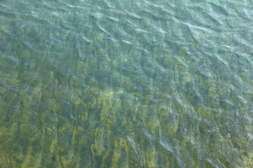 Texture blue sea water with sunny reflections