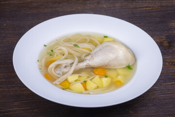 Chicken soup with noodle and vegetables