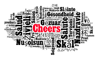 Plakat Word Cheers in different languages