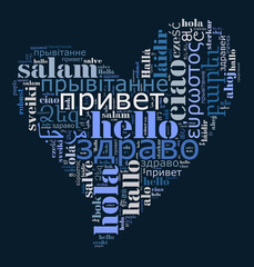 Word Hello in different languages - obrazy, fototapety, plakaty