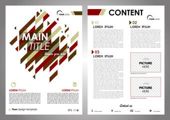 Vector flyer, corporate business, annual report, brochure design and cover presentation with red and brown rectangle