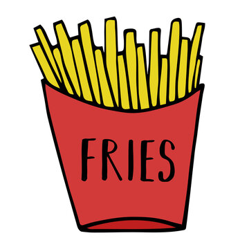 Cartoon doodle french fries vector illustration drawing.