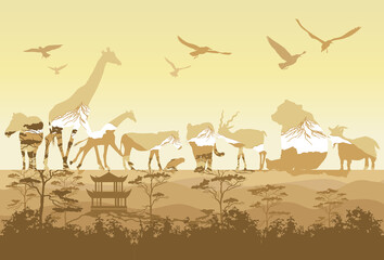 Double exposure, Wild animals