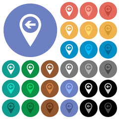 Previous target GPS map location round flat multi colored icons