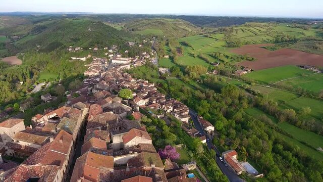Cordes-sur-Ciel,  a village in a hill  (Occitanie, Southern France)