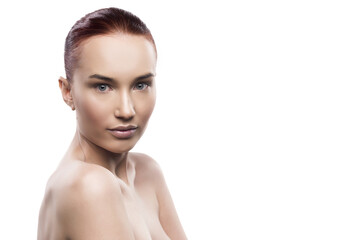 Naklejka premium girl beauty portrait isolated on a white background