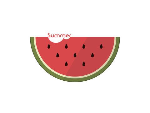 Slice watermelon and inscription summer.