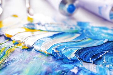 Oil paint smears, closeup