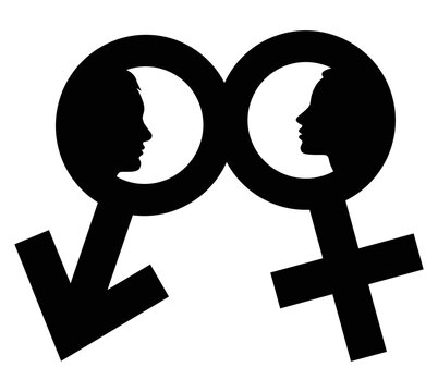 profile man and woman black icon vector