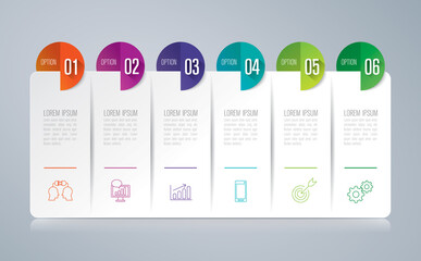 Infographics design vector and business icons with 6 options.