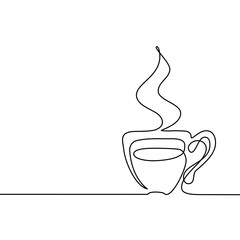 Continuous line drawing of cup of coffee. Vector illustration