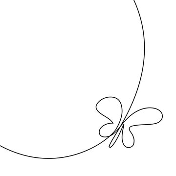 Continuous one line drawing. Flying butterfly logo. Black and white vector illustration. Concept for logo, card, banner, poster, flyer