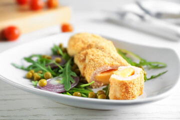 Delicious Cordon Bleu chicken on plate