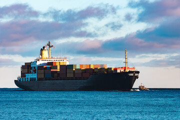 Black cargo ship