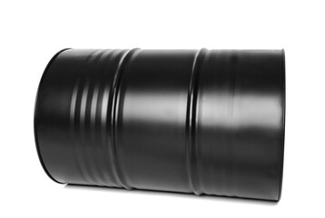 Black oil barrel on white background