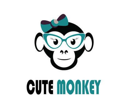 Cute Monkey Girl Logo Illustration Design