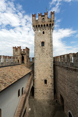 Obraz premium Medieval castle Scaliger in old town Sirmione on lake Lago di Garda. Italy