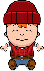 Cartoon Little Lumberjack Sitting