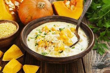Cheese soup with pumpkin