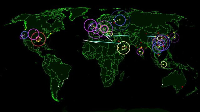 Hacker War Super Modern Digital Data Hacking World Map Simulation