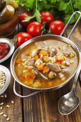 Rassolnik with chicken giblets