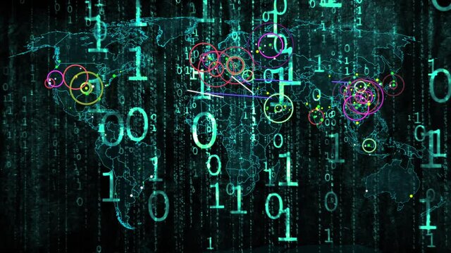 Hacker War Super Modern Digital Data Hacking World Map Simulation