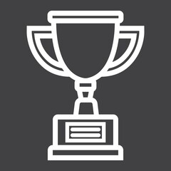 Trophy Cup line icon, winner and award, vector graphics, a linear pattern on a black background, eps 10.