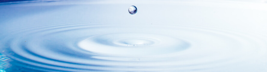 close up blue water drop falling down