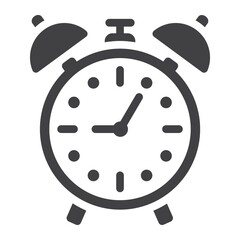 Alarm clock solid icon, time and deadline, vector graphics, a filled pattern on a white background, eps 10.