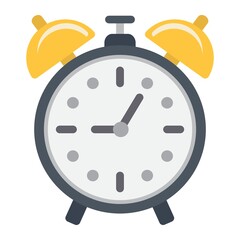 Alarm clock flat icon, time and deadline, vector graphics, a colorful solid pattern on a white background, eps 10.