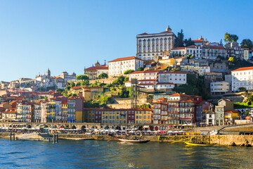 Fototapeta na wymiar Porto, Portugal old town skyline from the other side of the river