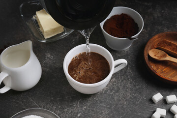 Making coffee with butter, closeup