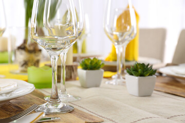 Table setting for dinner in restaurant